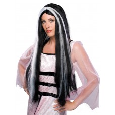 28  Grey Streaked Vampira Wig                                  