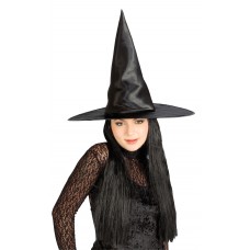 Satin Witch Hat W/hair                                         