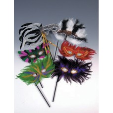 Feathered Eyemask On A Stick Assortment                        