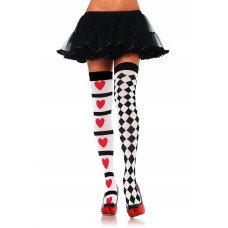 Harlequin And Heart Thigh Highs