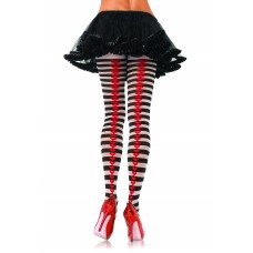 Striped Tights With Heart Backseam