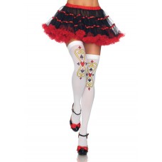 Card Print Thigh Highs