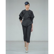 Three Quarter Length Folded Trousers In Black