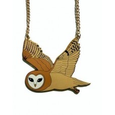 Enamel Barn Owl  Necklace