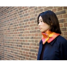 Handmade Neck Piece 4, Orange And Pink Mohair Shawl