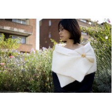 Light Cream With A Pearl White Lining Mohair Shawl