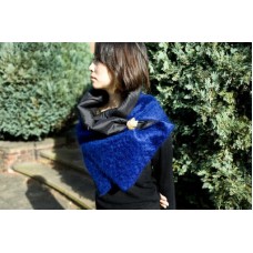 Hand Made Long, Raw Silk And Mohair Shawl In Cobalt Blue