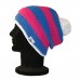Pink, Blue And White Leven Beanie