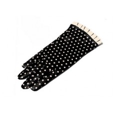 Spot Frill Glove In Black And Cream