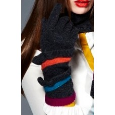 Spiral Pleated Ruffle With Stripes Gloves