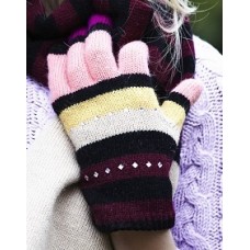Multi Stripe With Diamante Gloves