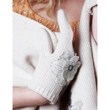 3d Lace Flower Applique Glove In Antique White