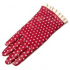 Spot Frill Glove In Red And Cream
