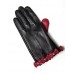 Mini Bow Leather Glove In Black And Red