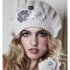 3d Lace Flower Applique Beret In Antique White 3d Lace Flower Applique Beret In Antique White