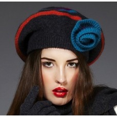 Spiral Pleated Ruffle With Stripes Beret Spiral Pleated Ruffle With Stripes Beret