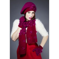 3d Chiffon Flower Scarf In Damson/orchid.