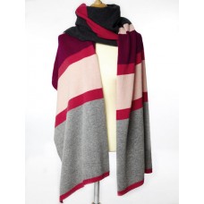 Stripe Shawl In Charcoal And Tea Rose Medley