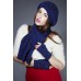 Gem With Bugle Beads Scarf In Midnight Blue