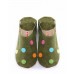 Polka Dot Slippers In Green Suede