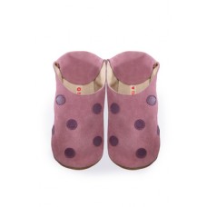 Polka Dot Slippers In Pink Suede