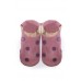 Polka Dot Slippers In Pink Suede