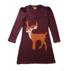 Stag Jersey Dress In Chocolate Brown
