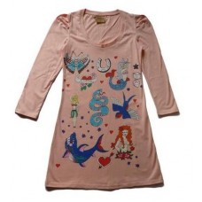 Tattoo Print Jersey Dress In Nude