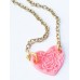 Pink Floral Vintage Style Heart Necklace