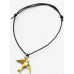 Goldtone Birdie Black Cord Charm Bracelet