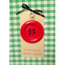 Button Brooch In Red