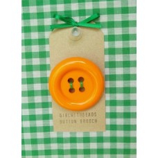 Button Brooch In Orange