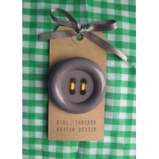 Button Brooch In Grey