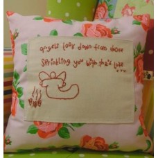 Pink Floral Angels Look Down Cushion