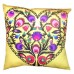 Yellow Heart Flowers Folk Cushion