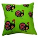 Green Cockerel Folk Cushion