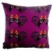 Purple Cockerel Folk Cushion