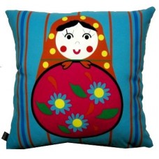 Blue Russain Folk Cushion