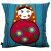 Blue Russain Folk Cushion