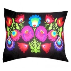 Black Flower Rectangular Folk Cushion 5