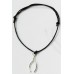 Silvertone Wishbone Black Cord Charm Bracelet