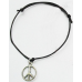 Silvertonetone Peace Sign Black Cord Bracelet