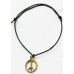 Goldtone Peace Sign Black Cord Bracelet