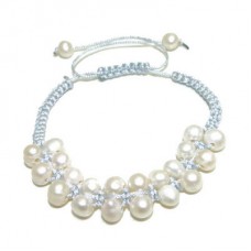 Real Pearl Bracelet With Grey Cord