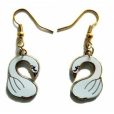 Enamel Swan Earrings