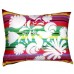 White Flower Striped Rectangular Folk Cushion