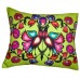 Green Rectangular Flowers And Birds Folk Cushion