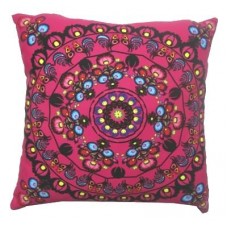 Pink Flower Folk Cushion