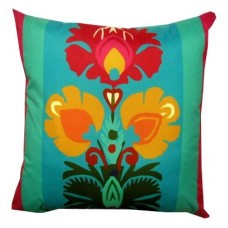 Striped Flower Folk Cushion