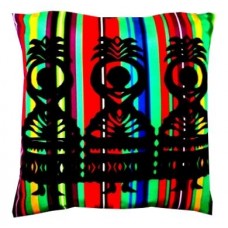 Multi-coloured Striped Folk Cushion 1